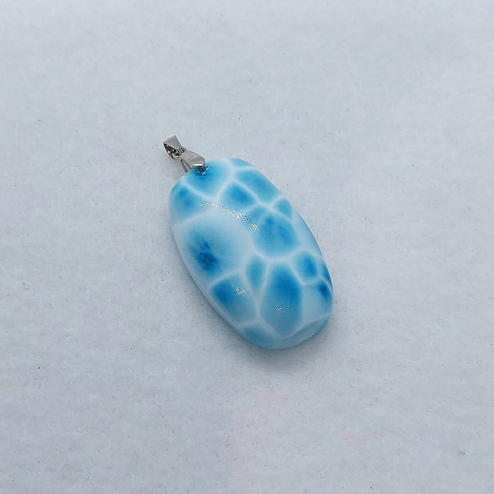 🩵 S925 HQ Columbian "Turtle Shell"  Larimar Pendant